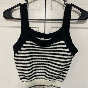 SHEIN Black and White Striped Knit Tank Top